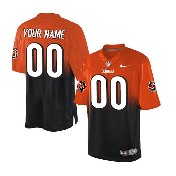 Nike Cincinnati Bengals Men's Customized Limited Orange/Black Fadeaway Jersey