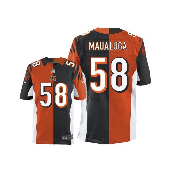 Cincinnati Bengals Rey Maualuga Official Nike Two Tone Elite Adult Team/Alternate NFL Jersey