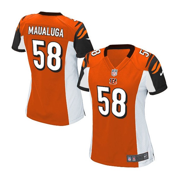 Cincinnati Bengals Rey Maualuga Official Nike Orange Elite Women's Alternate NFL Jersey