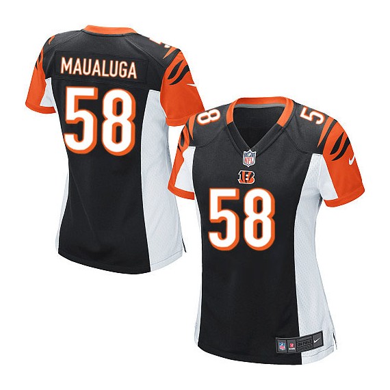 Cincinnati Bengals Rey Maualuga Official Nike Black Game Women's Home NFL Jersey