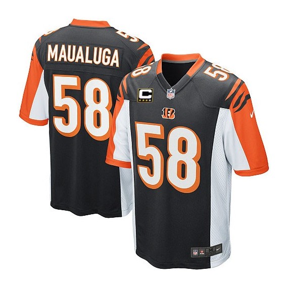 Cincinnati Bengals Rey Maualuga Official Nike Black Elite Youth Home C Patch NFL Jersey