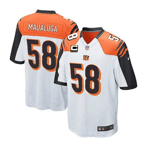 Cincinnati Bengals Rey Maualuga Official Nike White Elite Youth Road C Patch NFL Jersey