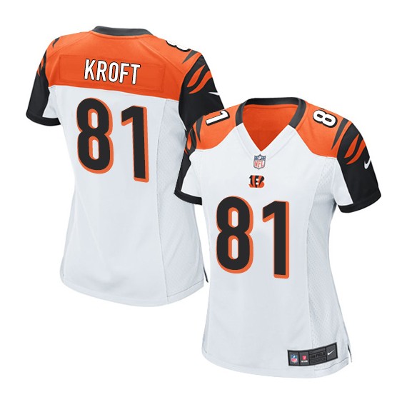 Cincinnati Bengals Tyler Kroft Official Nike White Limited Women's Road NFL Jersey