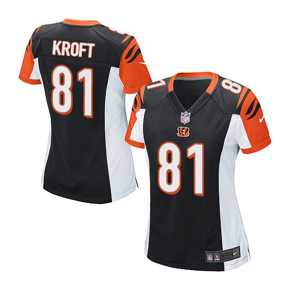 Cincinnati Bengals Tyler Kroft Official Nike Black Game Women's Home NFL Jersey