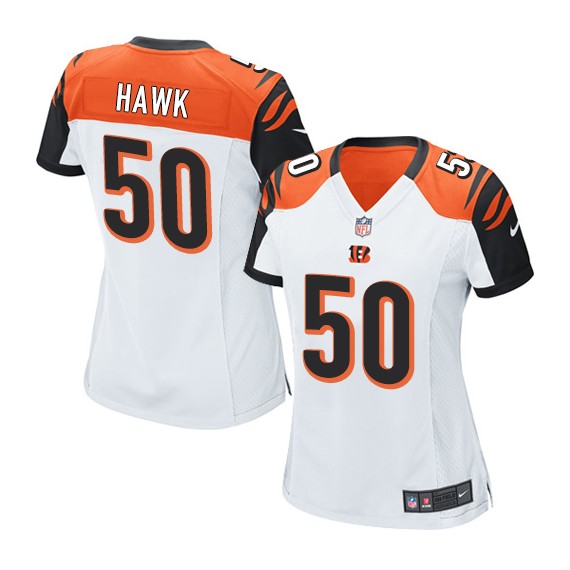 Cincinnati Bengals A.J. Hawk Official Nike White Game Women's Road NFL Jersey
