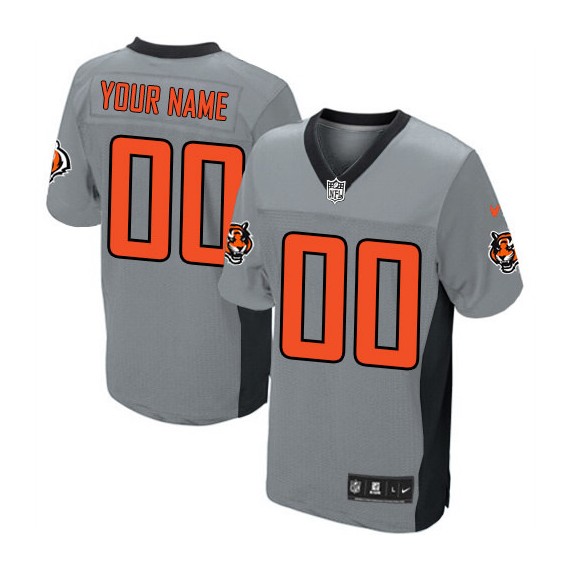 Nike Cincinnati Bengals Men's Customized Elite Grey Shadow Jersey