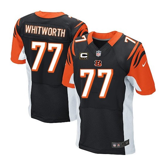 Cincinnati Bengals Andrew Whitworth Official Nike Black Elite Adult Home C Patch NFL Jersey
