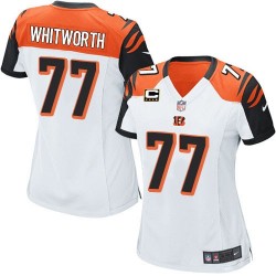 Cincinnati Bengals Andrew Whitworth Official Nike White Elite Women's Road C Patch NFL Jersey