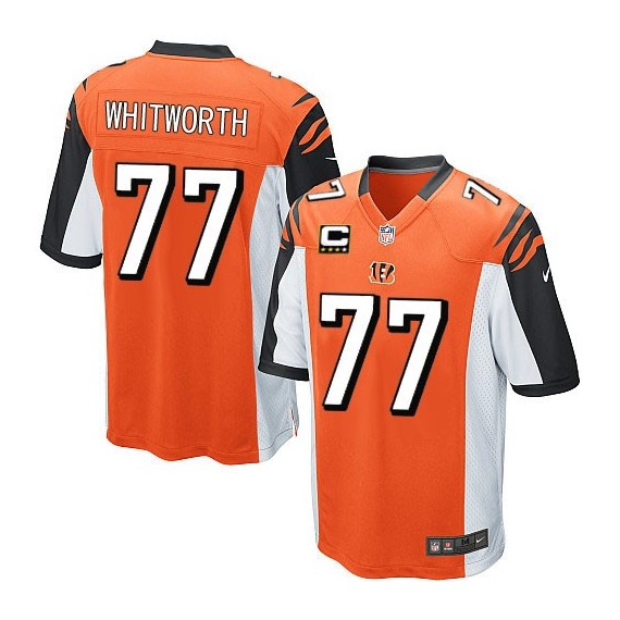Cincinnati Bengals Andrew Whitworth Official Nike Orange Elite Youth Alternate C Patch NFL Jersey