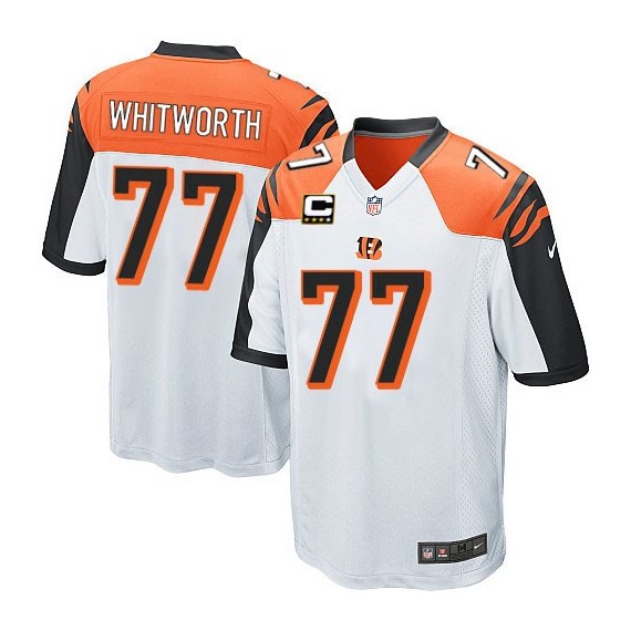 Cincinnati Bengals Andrew Whitworth Official Nike White Elite Youth Road C Patch NFL Jersey