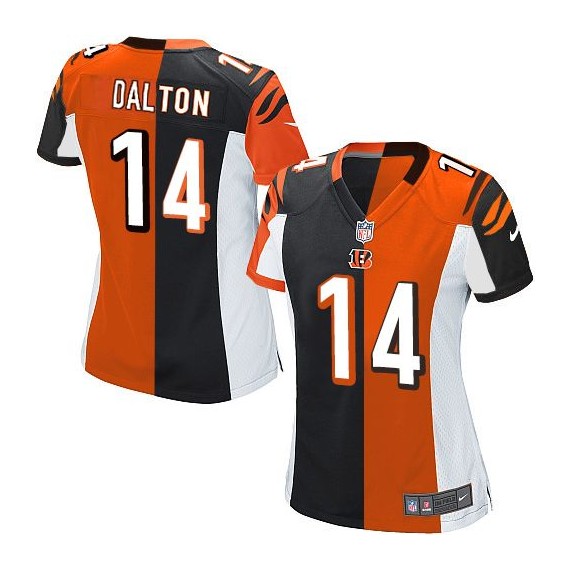 Cincinnati Bengals Andy Dalton Official Nike Two Tone Game Women's Team/Alternate NFL Jersey