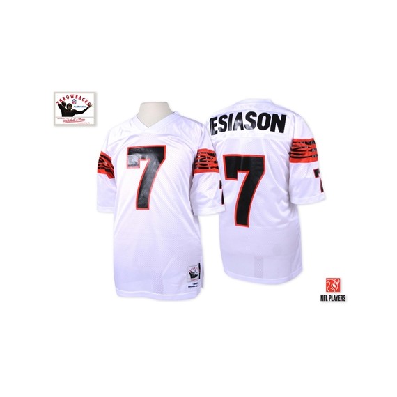 Cincinnati Bengals Boomer Esiason Official Mitchell and Ness White Authentic Adult Road Throwback NFL Jersey
