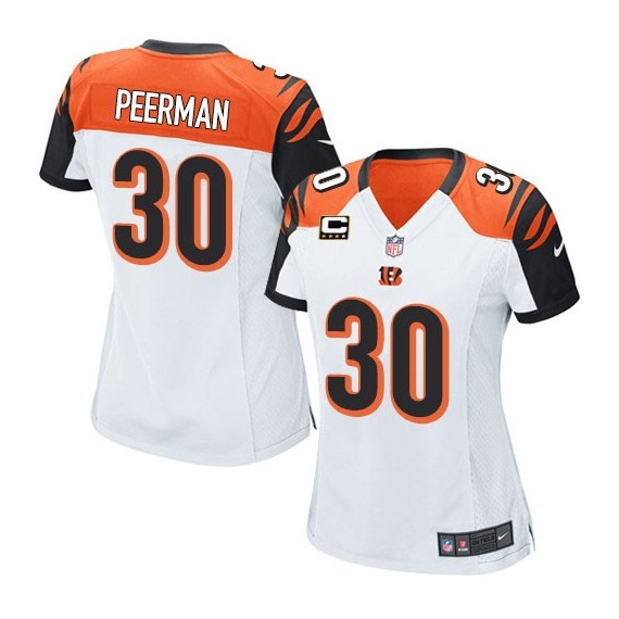 Cincinnati Bengals Cedric Peerman Official Nike White Elite Women's Road C Patch NFL Jersey