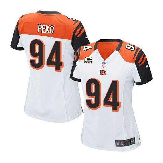 Cincinnati Bengals Domata Peko Official Nike White Elite Women's Road C Patch NFL Jersey