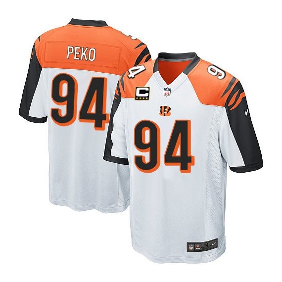 Cincinnati Bengals Domata Peko Official Nike White Elite Youth Road C Patch NFL Jersey