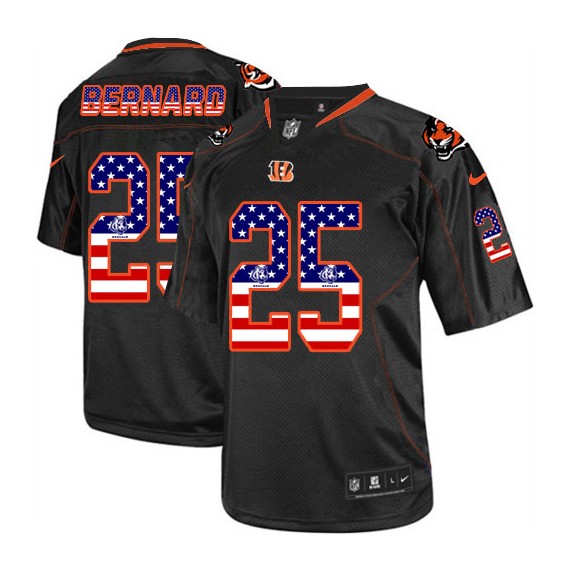 Cincinnati Bengals Giovani Bernard Official Nike Black Elite Adult USA Flag Fashion NFL Jersey