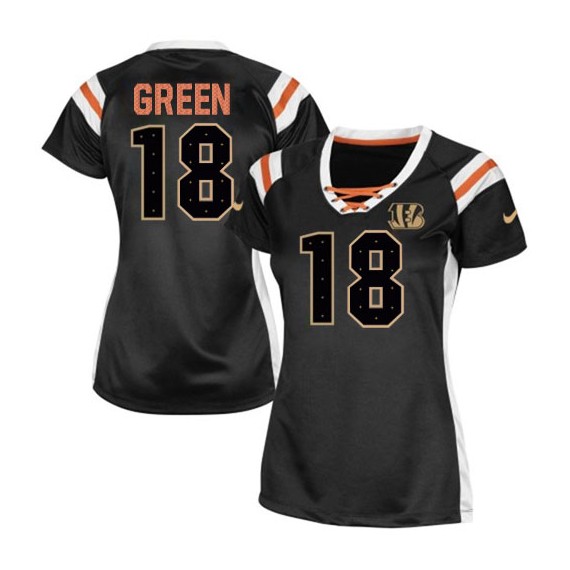 Cincinnati Bengals A.J. Green Official Nike Black Elite Women's Draft Him Shimmer NFL Jersey