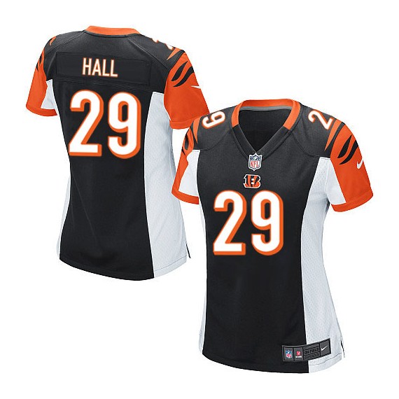 Cincinnati Bengals Leon Hall Official Nike Black Game Women's Home NFL Jersey